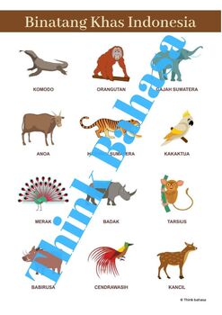 Indonesian Exotic Animals Poster (Binatang Khas Indonesia) by Think Bahasa