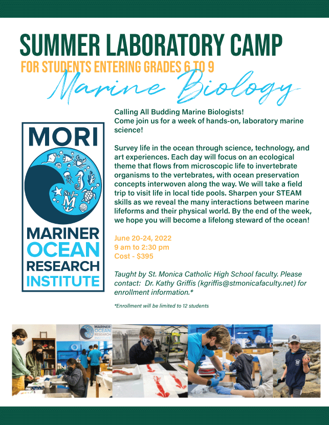 MORI: MARINE BIOLOGY SUMMER CAMP - 21 Mariner Camps - St. Monica